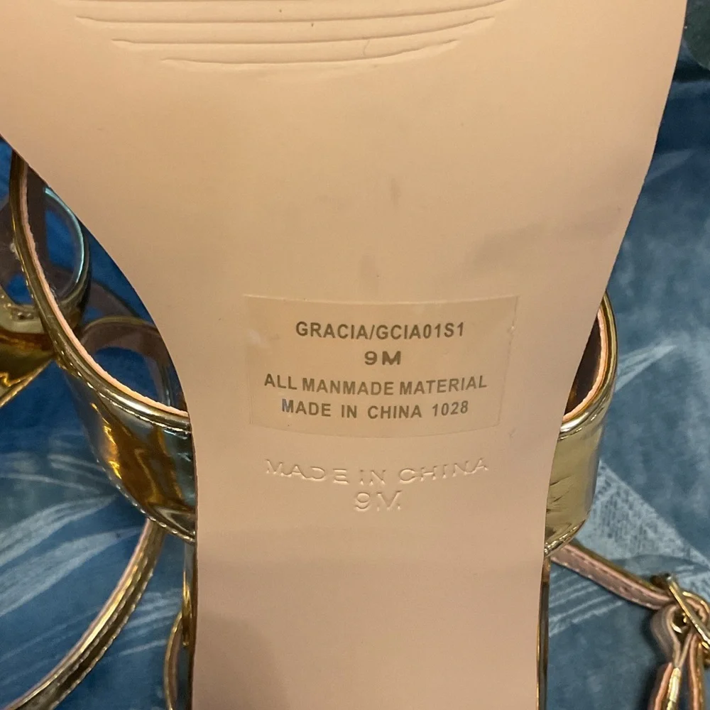 Steve Madden Garcia Metallic Gold Strappy Heels - Picture 7 of 7